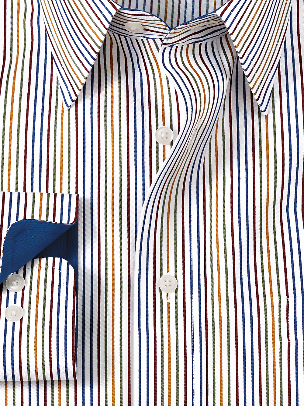 Alternate Image of Non-iron Cotton Stripe Dress Shirt With Contrast Trim-5