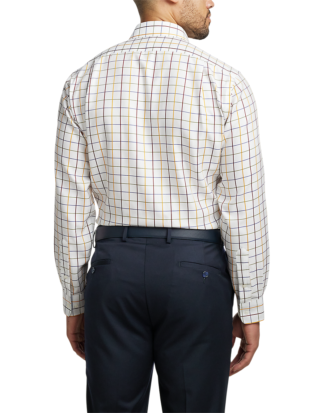 Alternate Image of Non-iron Cotton Check Dress Shirt With Contrast Trim-4