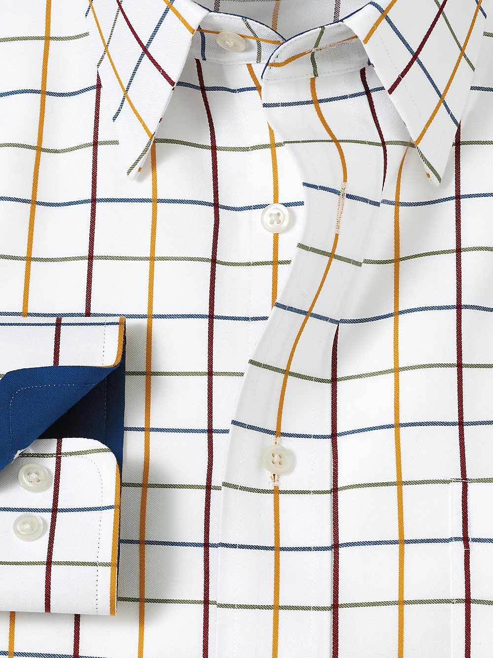 Alternate Image of Non-iron Cotton Check Dress Shirt With Contrast Trim-5