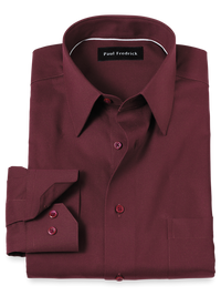 Non-Iron Cotton Solid Dress Shirt - Burgundy