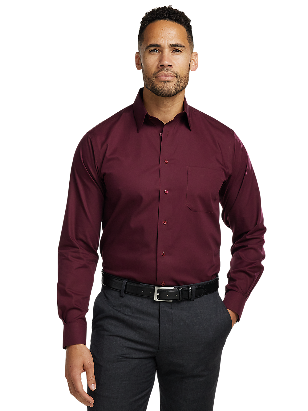 Alternate Image of Non-iron Cotton Solid Dress Shirt-1