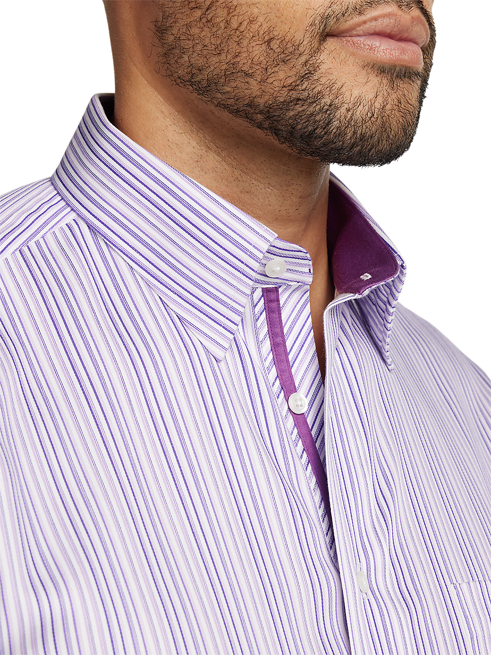 Alternate Image of Non-iron Cotton Stripe Dress Shirt With Contrast Trim-2