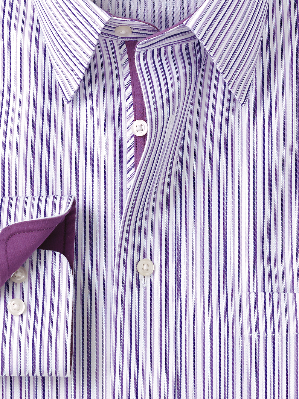 Alternate Image of Non-iron Cotton Stripe Dress Shirt With Contrast Trim-5