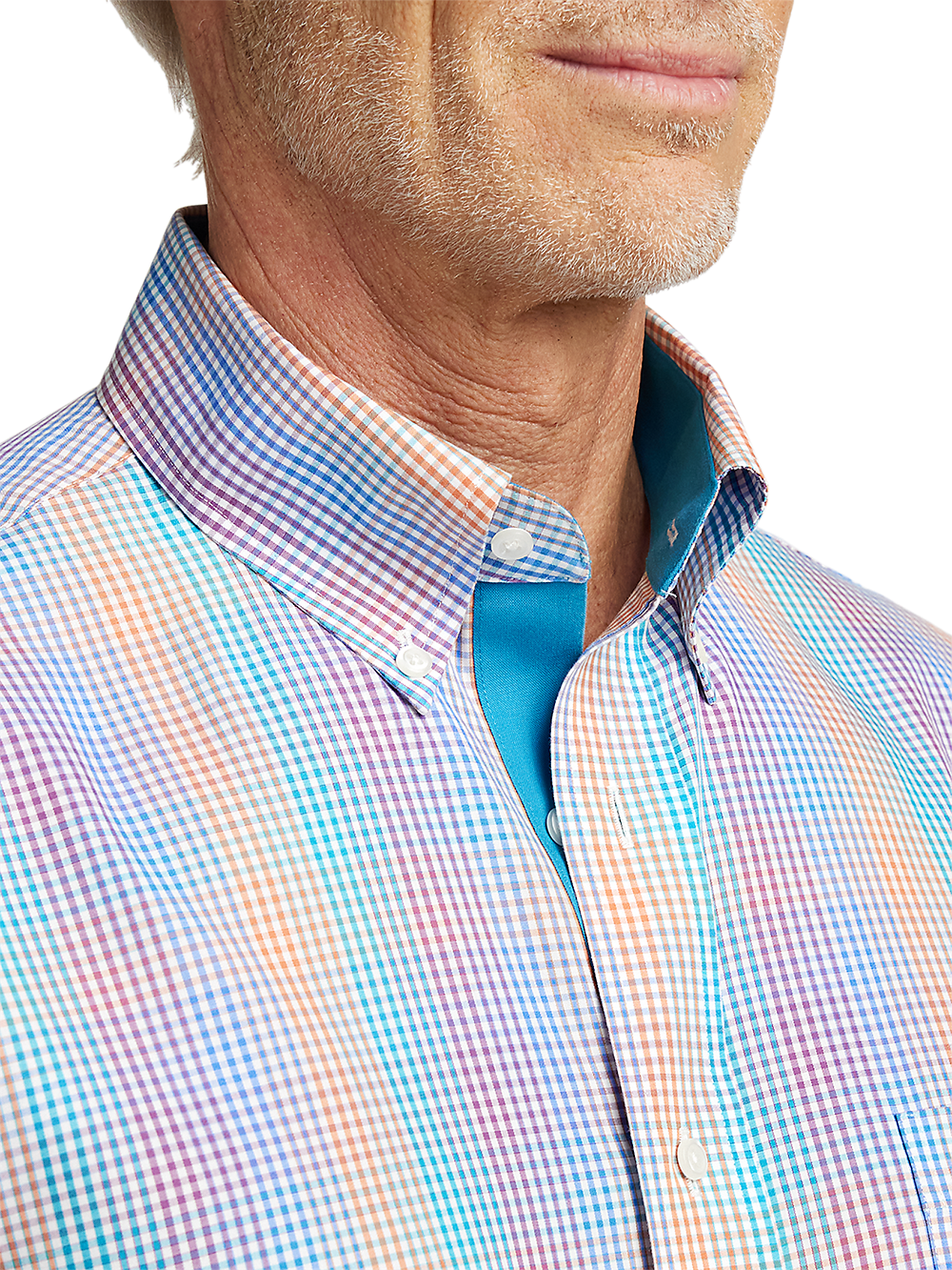 Alternate Image of Non-iron Cotton Tattersall Dress Shirt With Contrast Trim-2