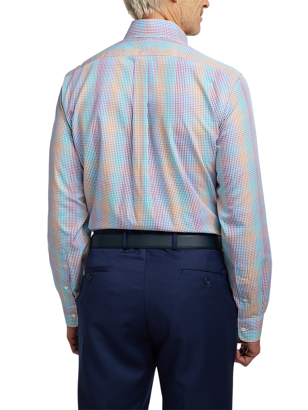 Alternate Image of Non-iron Cotton Tattersall Dress Shirt With Contrast Trim-4