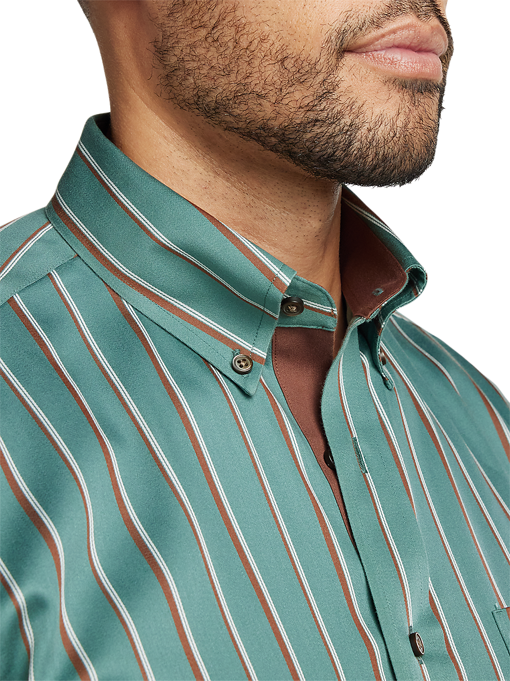 Alternate Image of Non-iron Cotton Stripe Dress Shirt With Contrast Trim-2