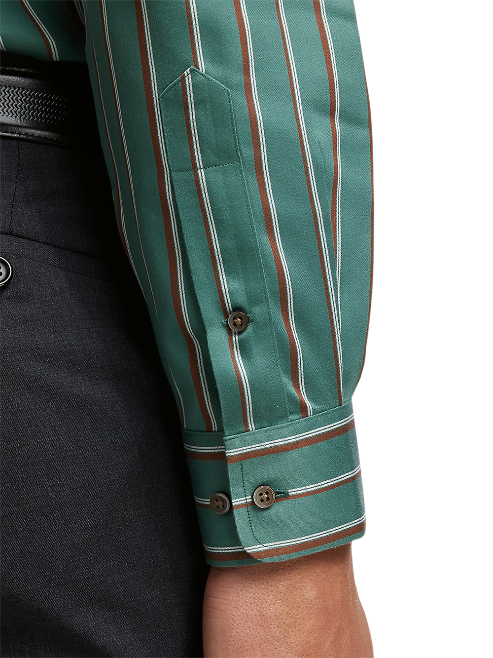 Alternate Image of Non-iron Cotton Stripe Dress Shirt With Contrast Trim-3