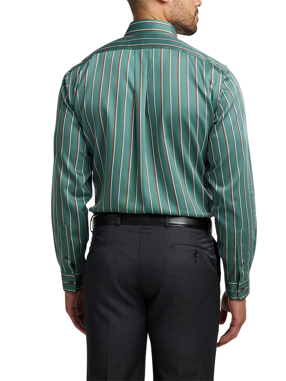 Alternate Image of Non-iron Cotton Stripe Dress Shirt With Contrast Trim-4