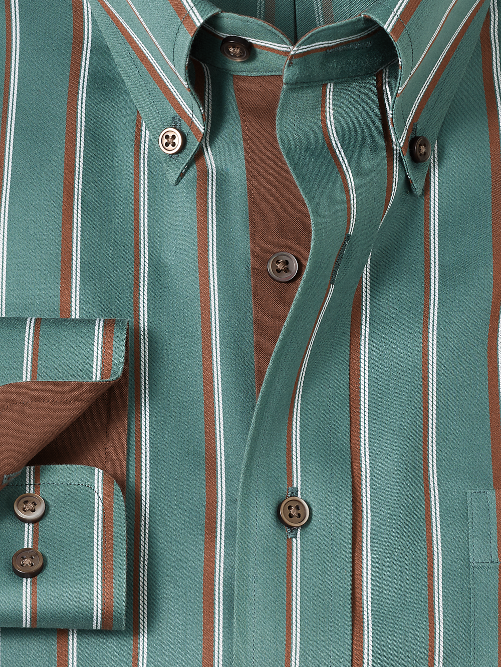 Alternate Image of Non-iron Cotton Stripe Dress Shirt With Contrast Trim-5