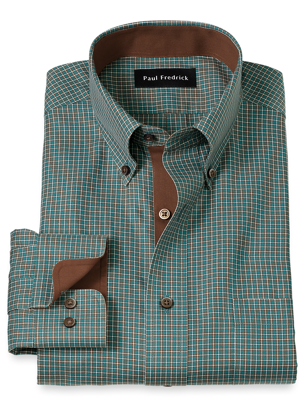 Product Image of Non-iron Cotton Check Dress Shirt With Contrast Trim-1