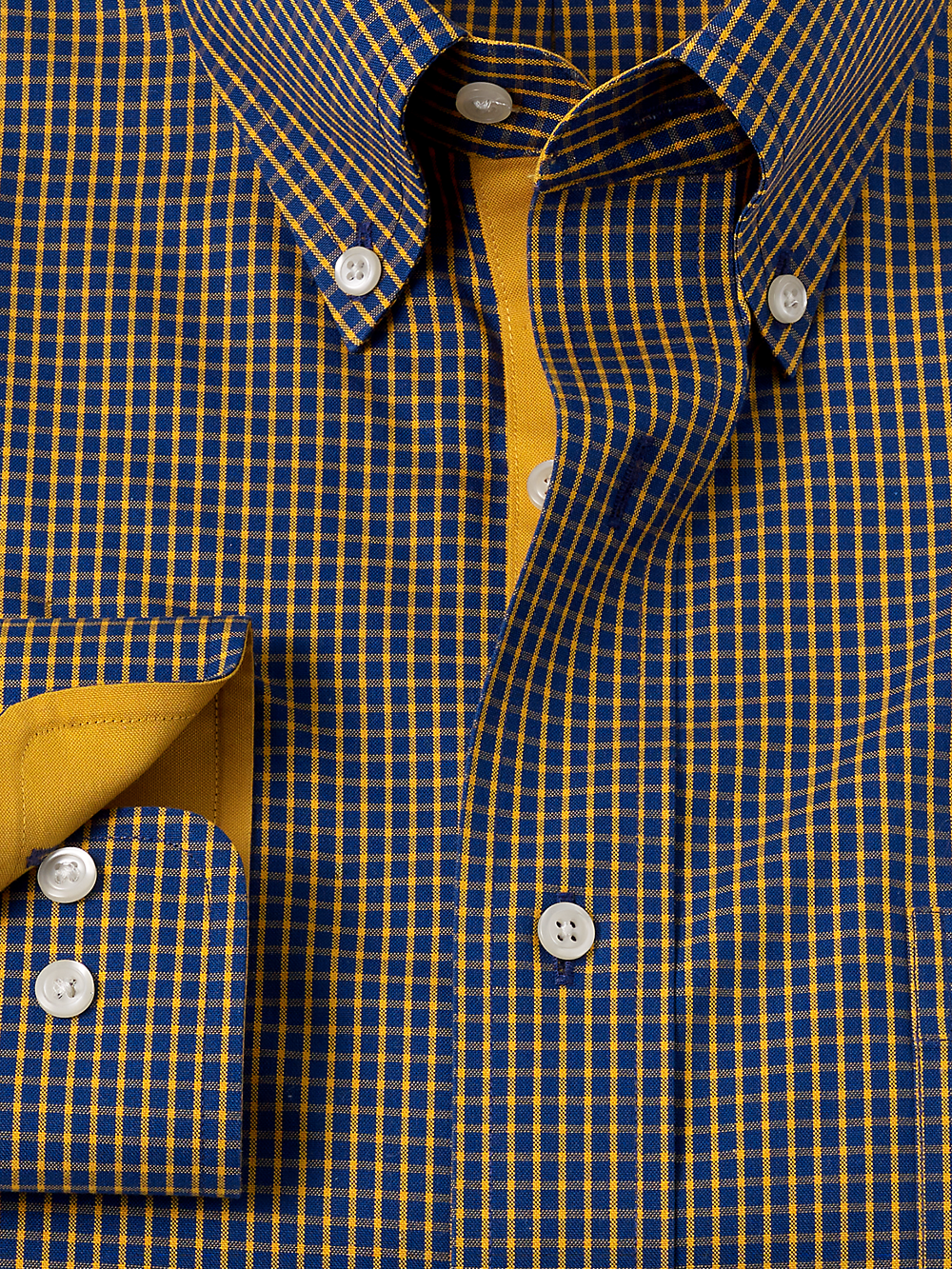 Alternate Image of Non-iron Cotton Check Dress Shirt With Contrast Trim-5