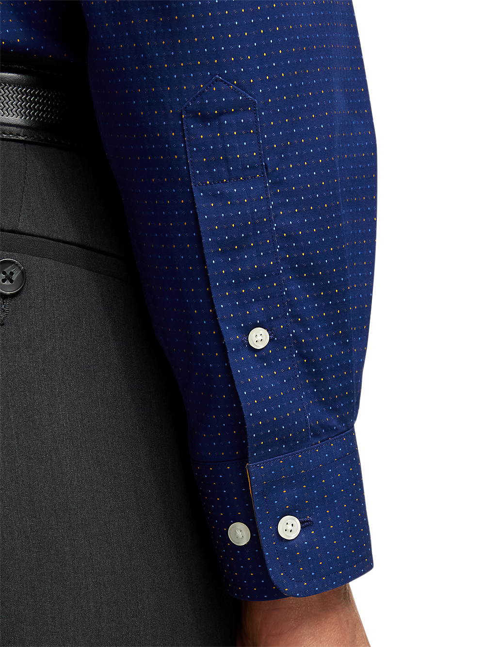 Alternate Image of Non-iron Cotton Dot Dress Shirt With Contrast Trim-3