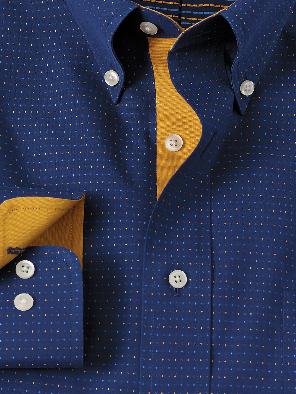 Alternate Image of Non-iron Cotton Dot Dress Shirt With Contrast Trim-5