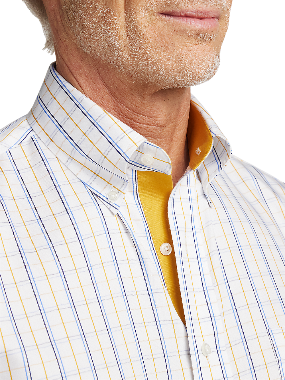 Alternate Image of Non-iron Cotton Windowpane Dress Shirt With Contrast Trim-2