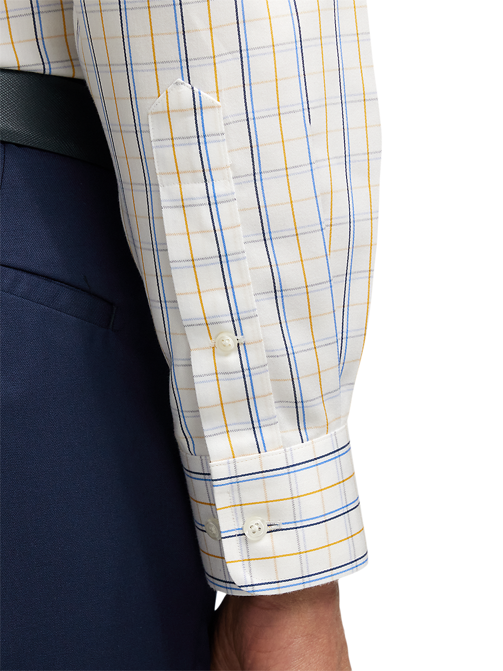 Alternate Image of Non-iron Cotton Windowpane Dress Shirt With Contrast Trim-3