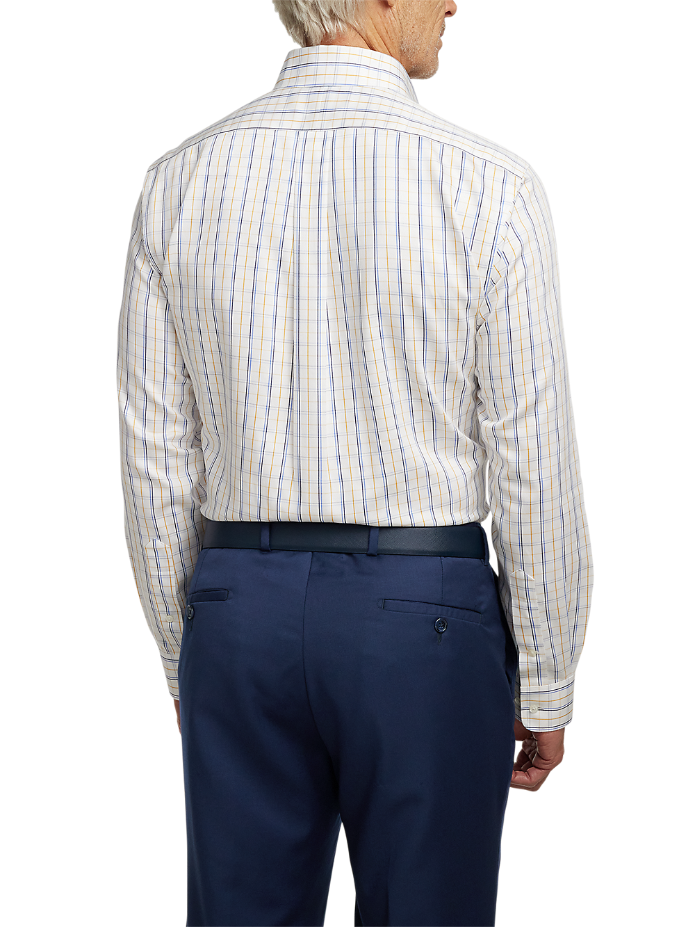 Alternate Image of Non-iron Cotton Windowpane Dress Shirt With Contrast Trim-4