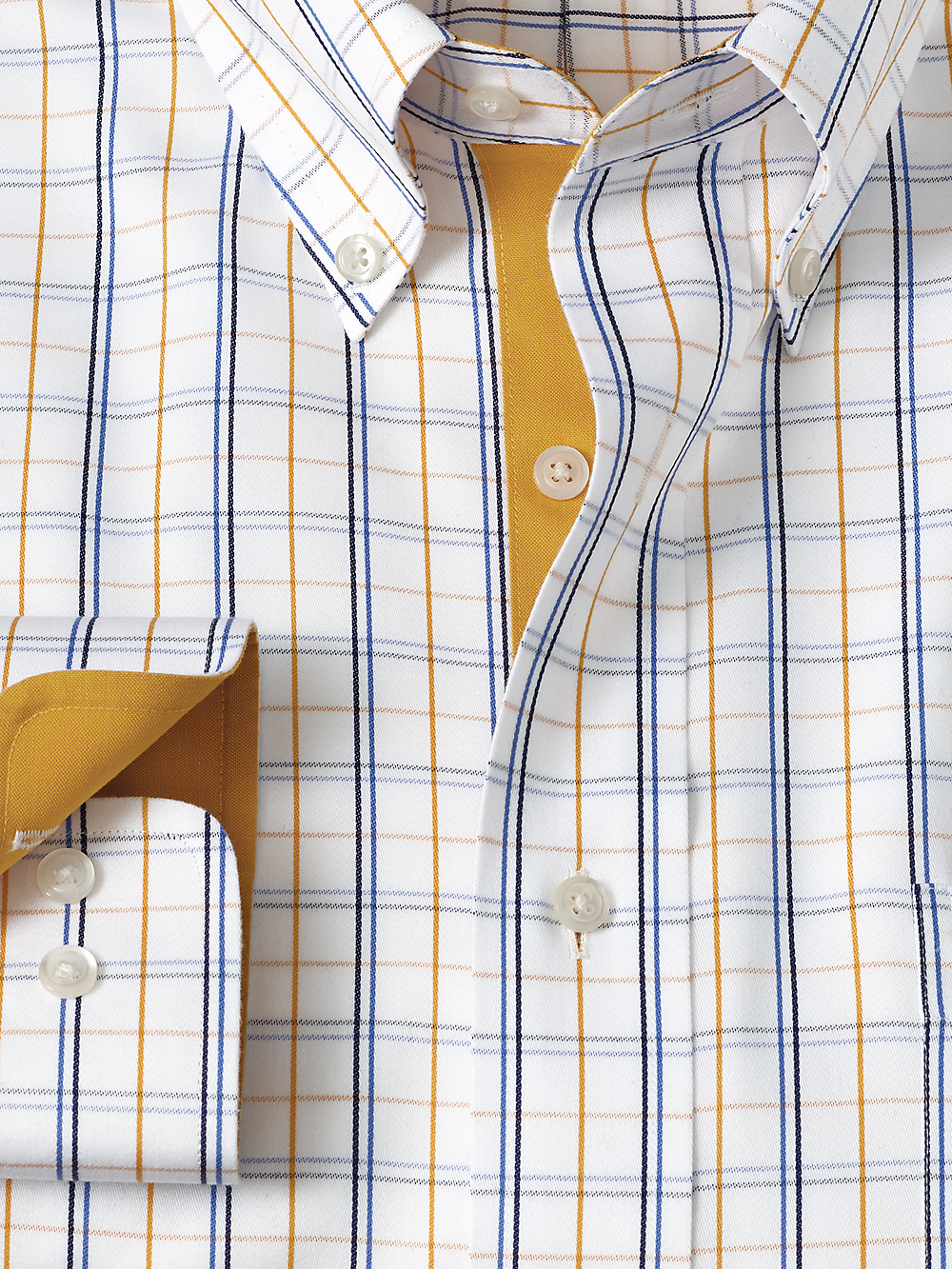 Alternate Image of Non-iron Cotton Windowpane Dress Shirt With Contrast Trim-5