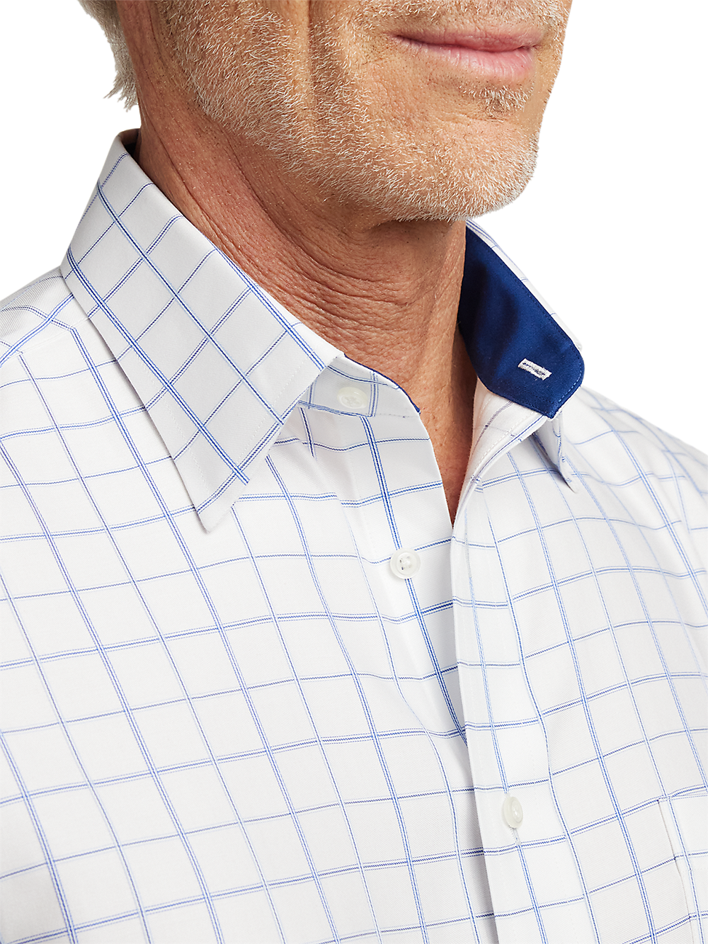 Alternate Image of Non-iron Cotton Windowpane Dress Shirt With Contrast Trim-2