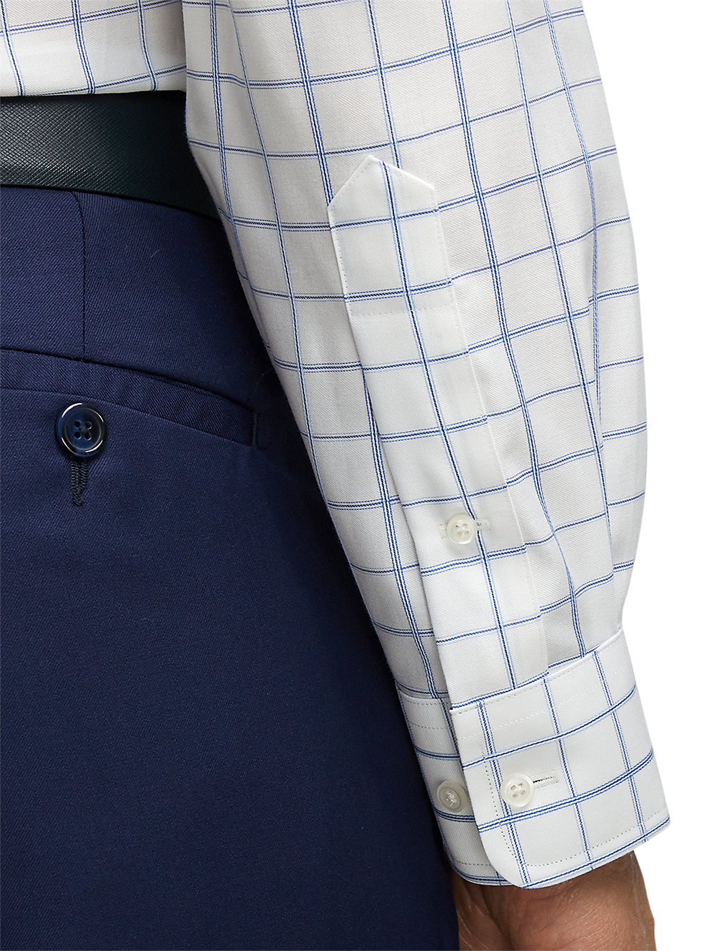 Alternate Image of Non-iron Cotton Windowpane Dress Shirt With Contrast Trim-3