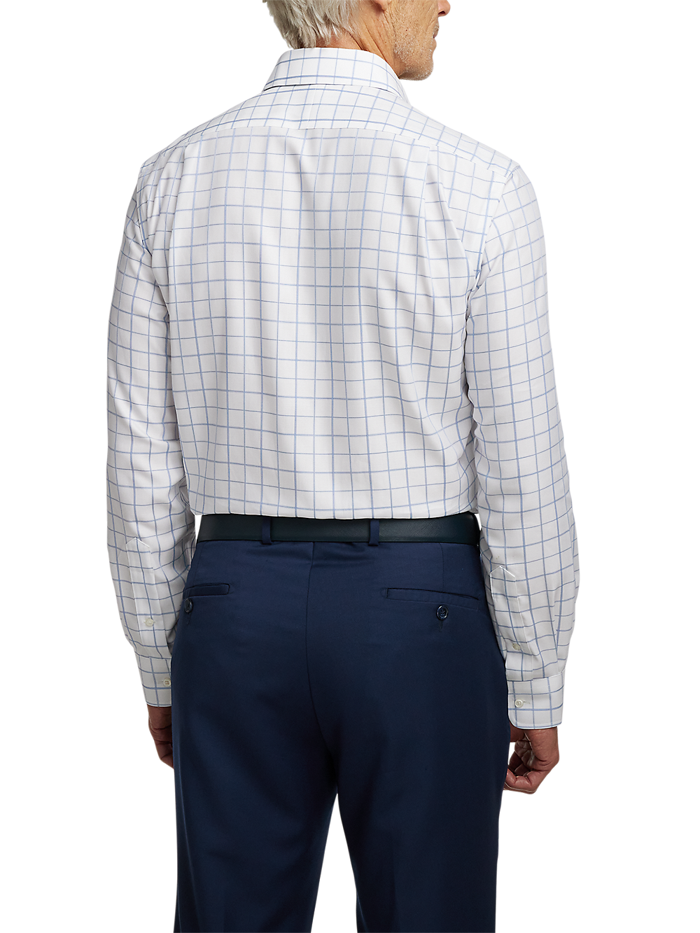 Alternate Image of Non-iron Cotton Windowpane Dress Shirt With Contrast Trim-4