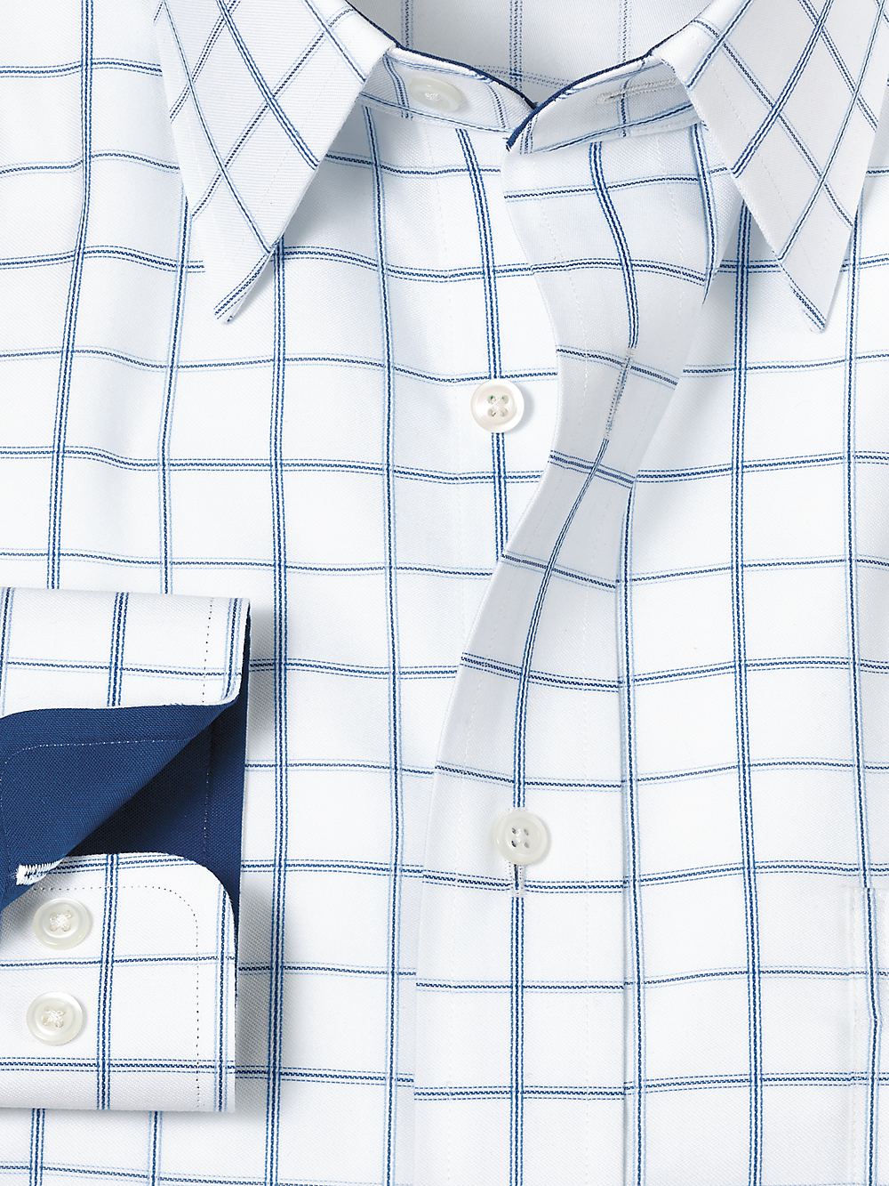 Alternate Image of Non-iron Cotton Windowpane Dress Shirt With Contrast Trim-5