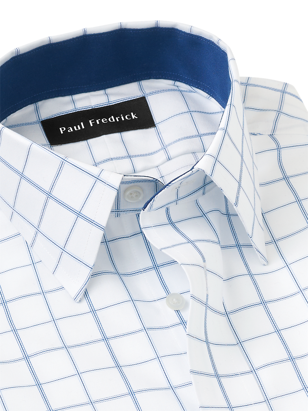 Alternate Image of Non-iron Cotton Windowpane Dress Shirt With Contrast Trim-6