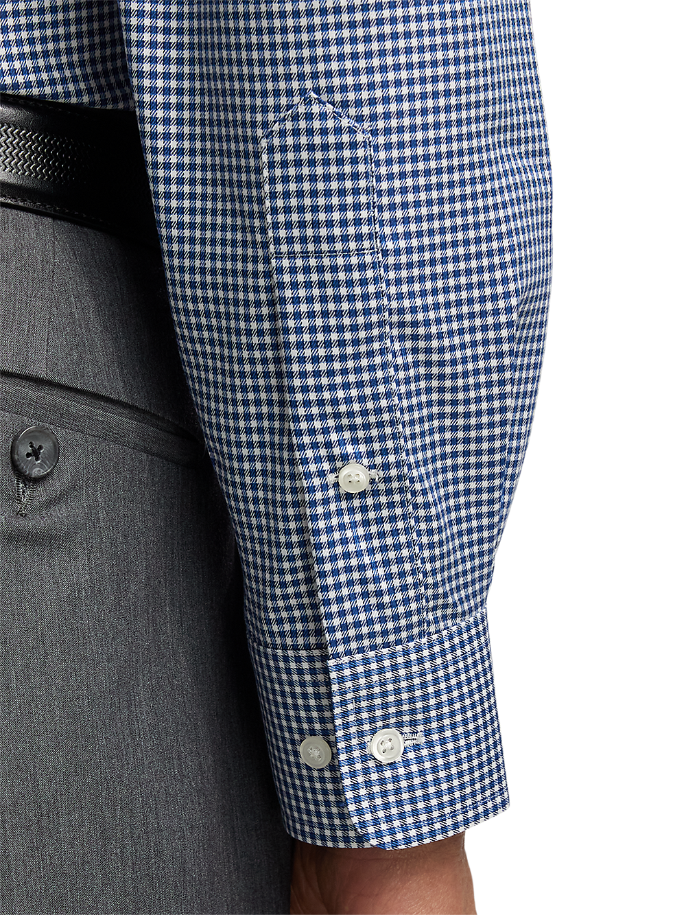 Alternate Image of Non-iron Cotton Gingham Dress Shirt With Contrast Trim-3