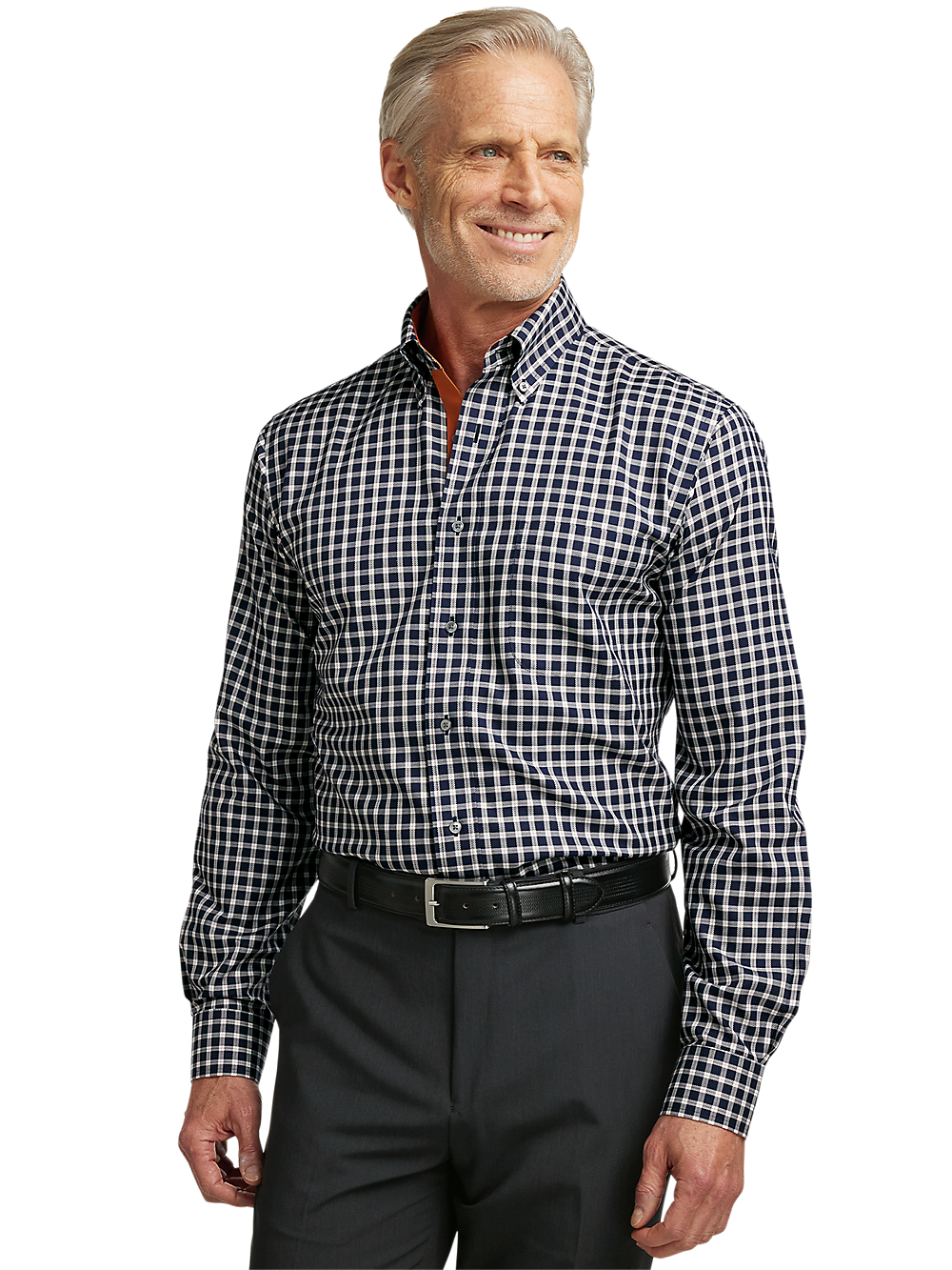 Alternate Image of Non-iron Cotton Check Dress Shirt With Contrast Trim-1