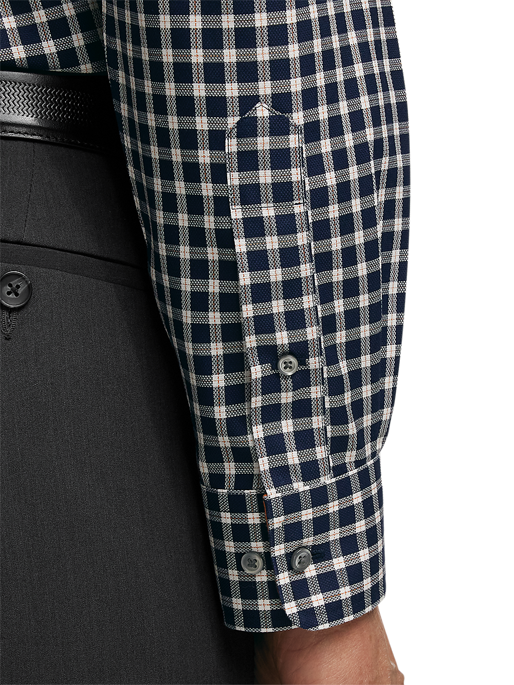 Alternate Image of Non-iron Cotton Check Dress Shirt With Contrast Trim-3