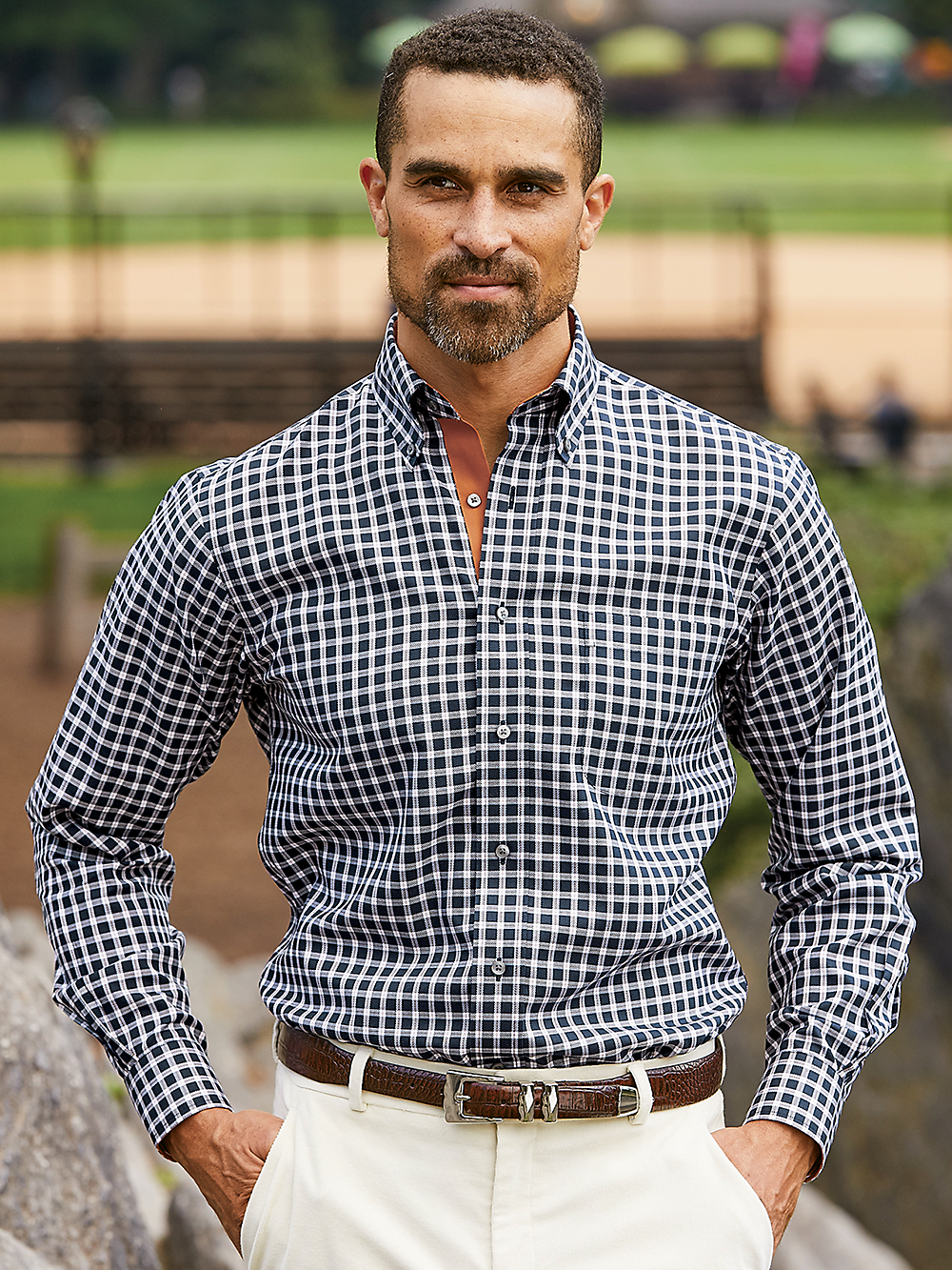 Alternate Image of Non-iron Cotton Check Dress Shirt With Contrast Trim-7