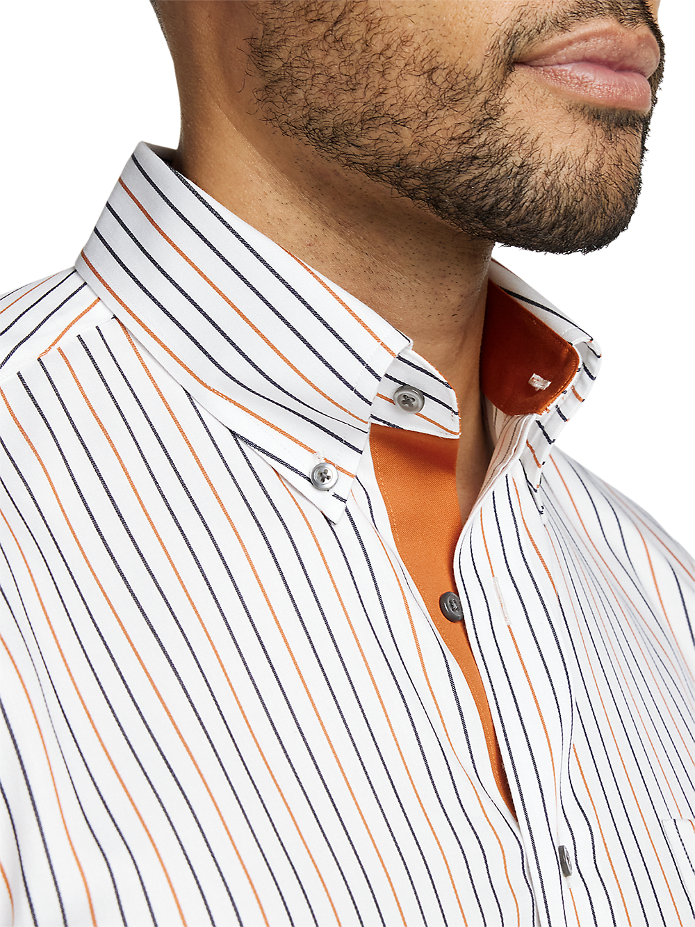 Alternate Image of Non-iron Cotton Stripe Dress Shirt With Contrast Trim-2