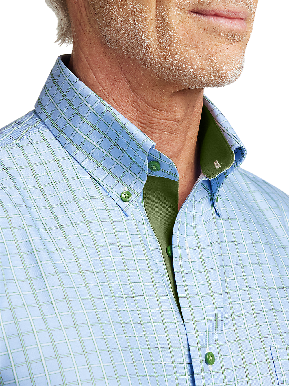 Alternate Image of Non-iron Cotton Windowpane Dress Shirt With Contrast Trim-2