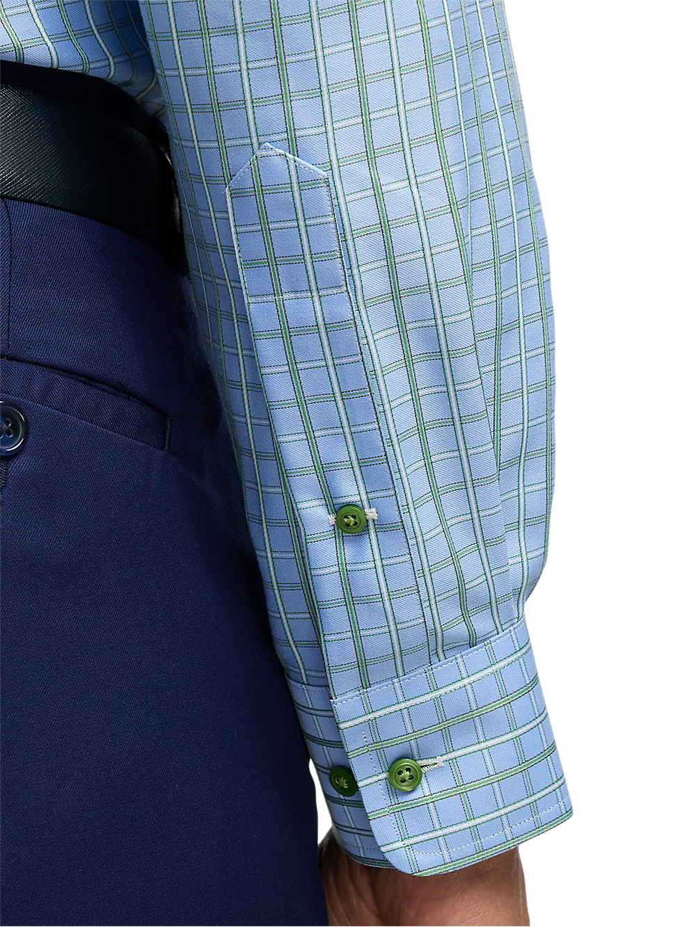 Alternate Image of Non-iron Cotton Windowpane Dress Shirt With Contrast Trim-3