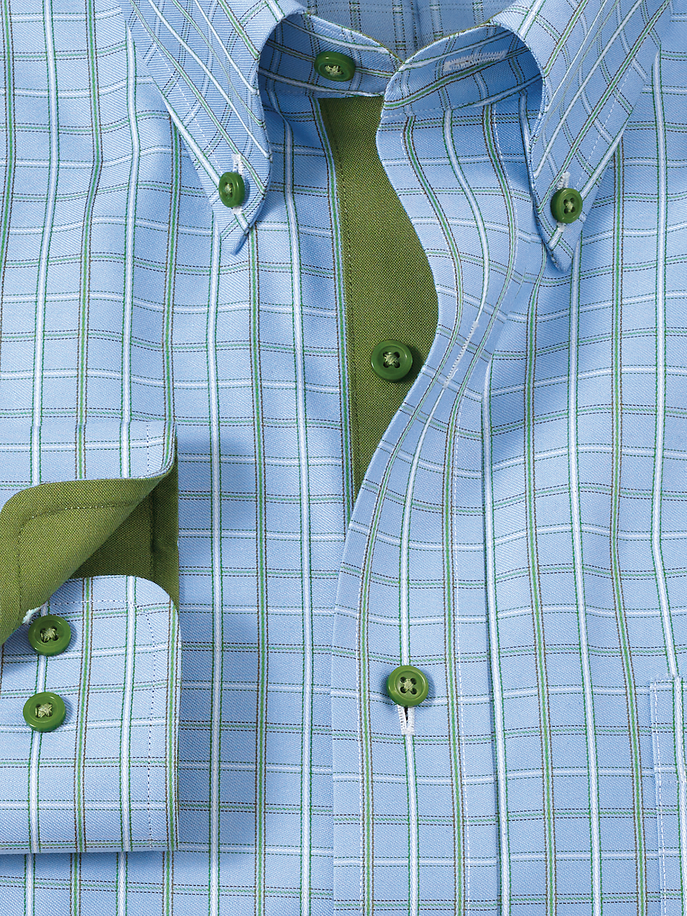 Alternate Image of Non-iron Cotton Windowpane Dress Shirt With Contrast Trim-5