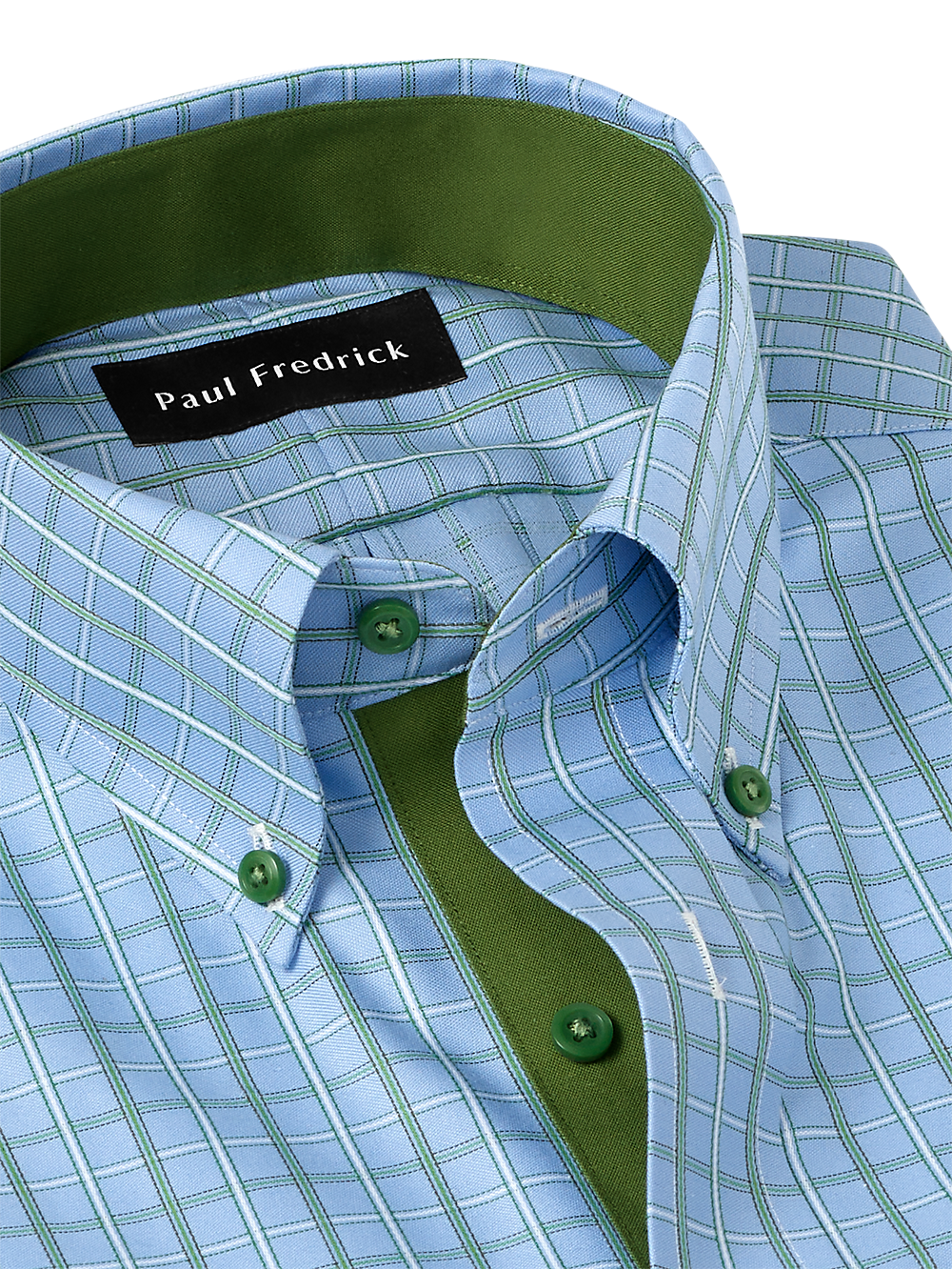 Alternate Image of Non-iron Cotton Windowpane Dress Shirt With Contrast Trim-6