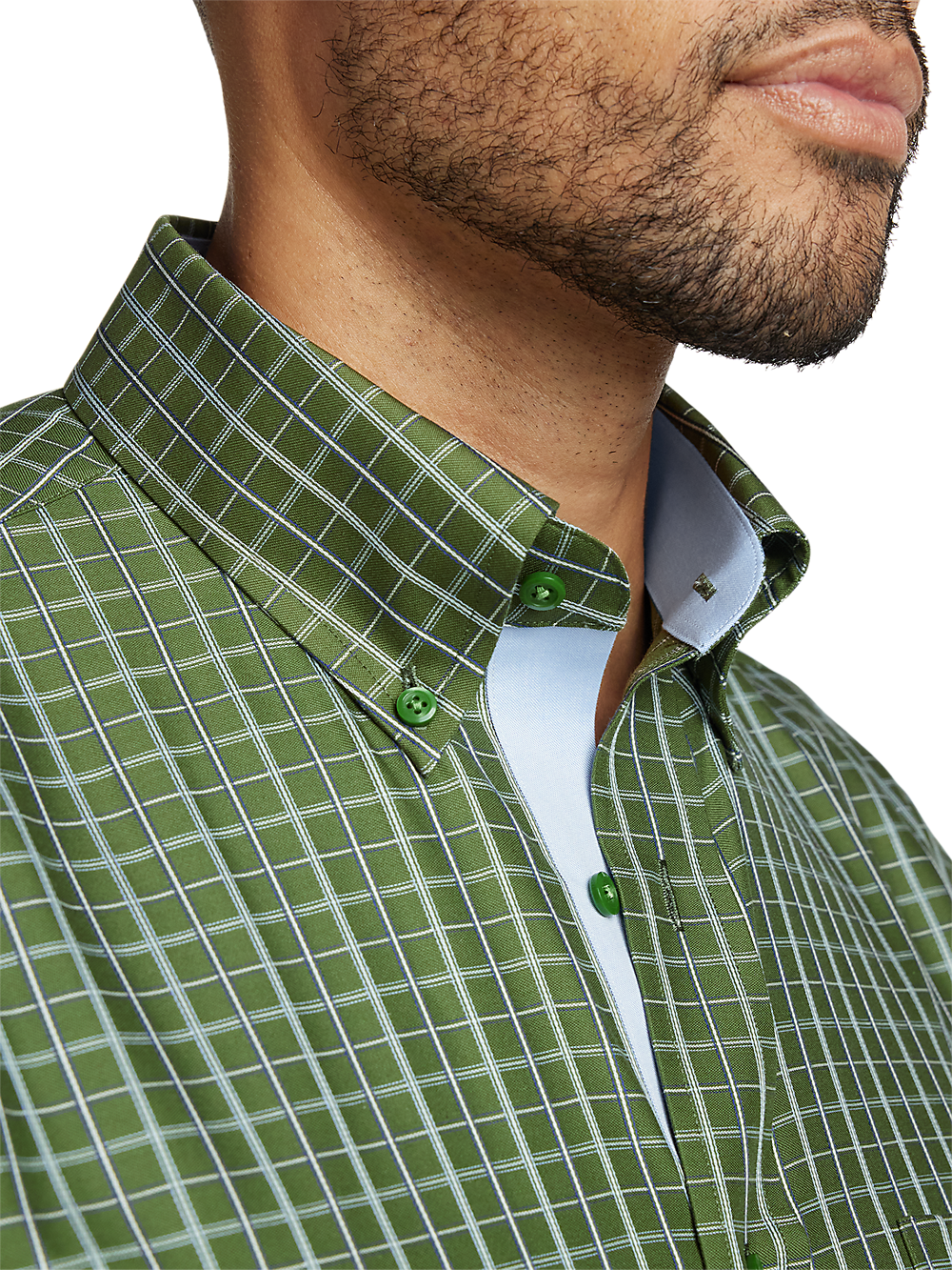 Alternate Image of Non-iron Cotton Windowpane Dress Shirt With Contrast Trim-2