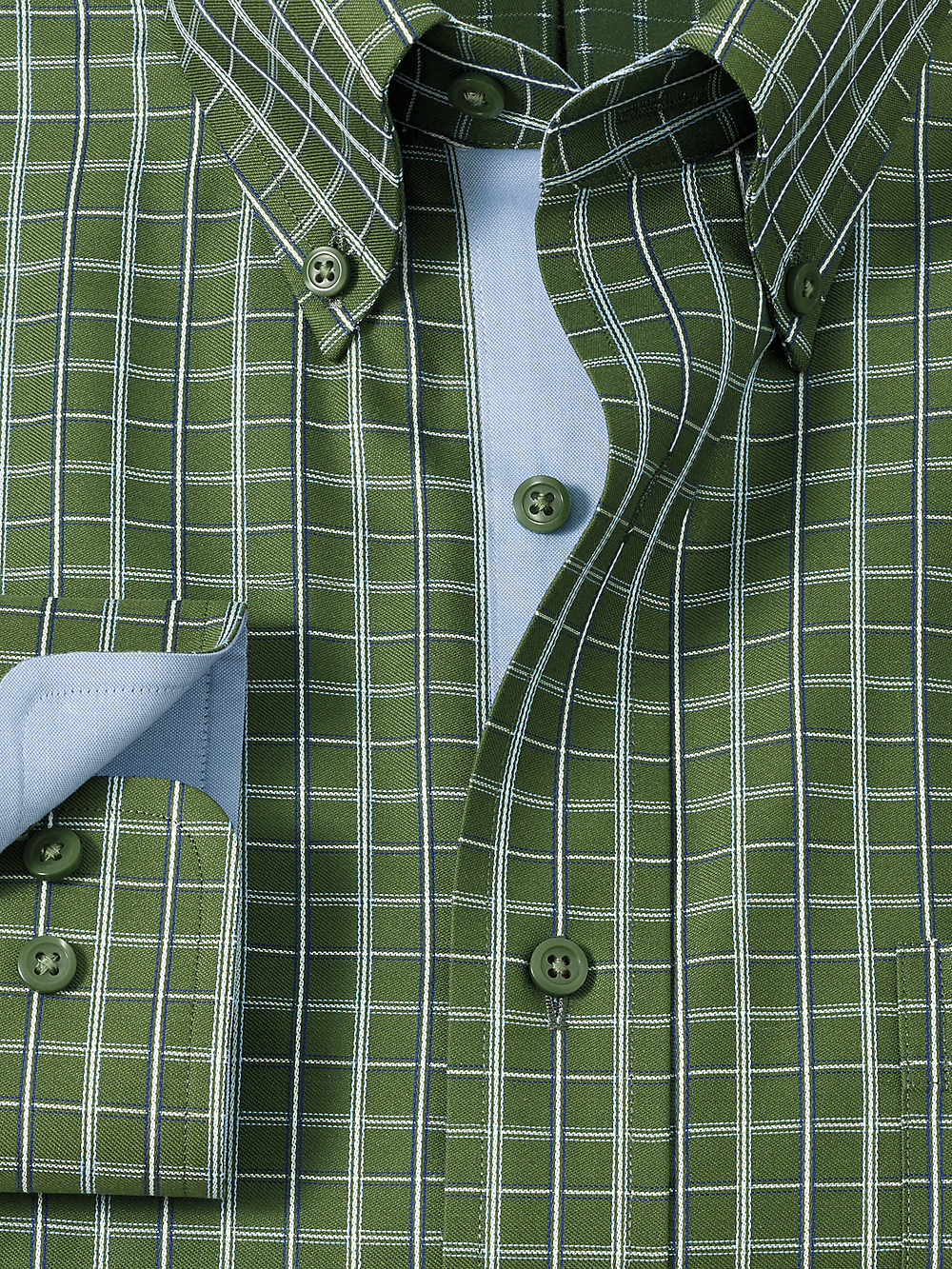 Alternate Image of Non-iron Cotton Windowpane Dress Shirt With Contrast Trim-5