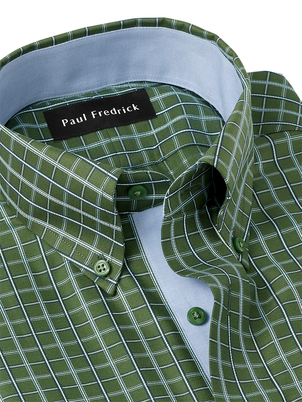 Alternate Image of Non-iron Cotton Windowpane Dress Shirt With Contrast Trim-6