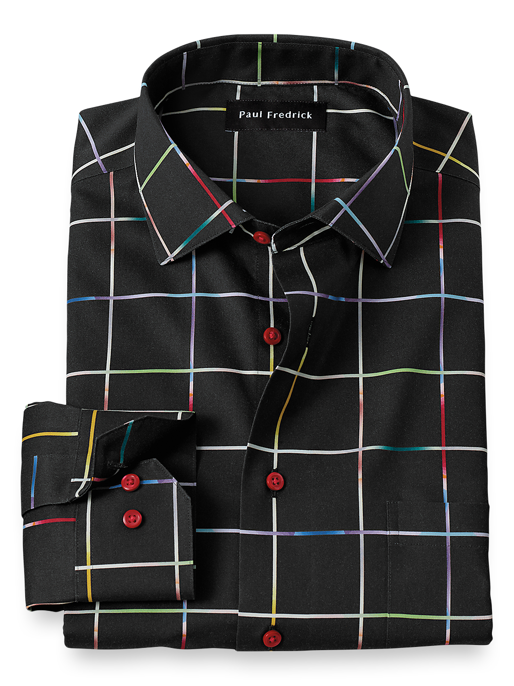 Product Image of Non-iron Cotton Windowpane Dress Shirt-Multi