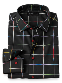 Non-Iron Cotton Windowpane Dress Shirt - Multi