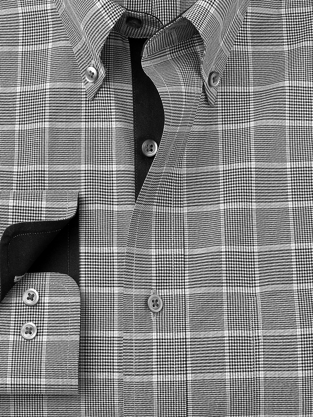 Alternate Image of Non-iron Cotton Glen Plaid Dress Shirt With Contrast Trim-1