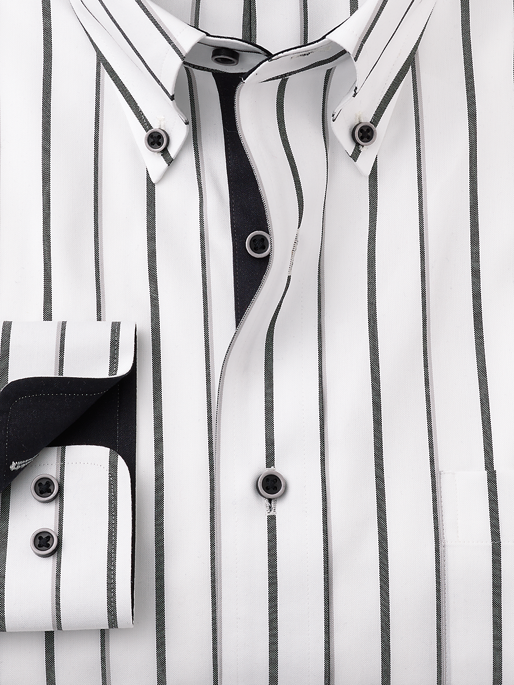 Alternate Image of Non-iron Cotton Stripe Dress Shirt With Contrast Trim-1