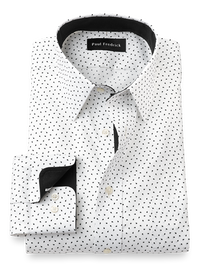 Non-Iron Cotton Micro Print Dress Shirt With Contrast Trim - Black/white