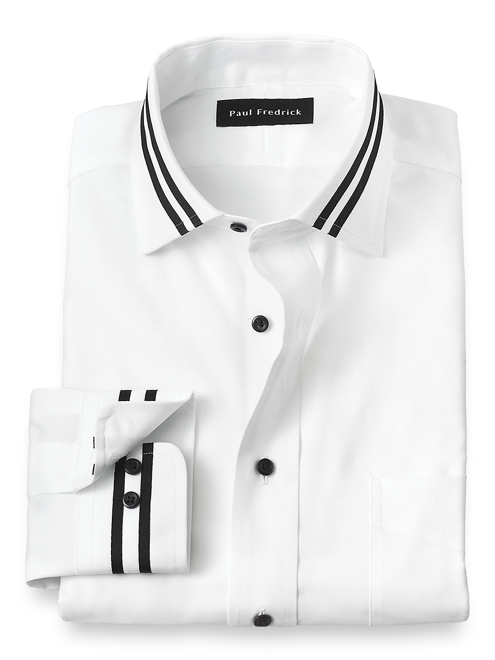 Product Image of Non-iron Cotton Solid Dress Shirt With Contrast Trim-White