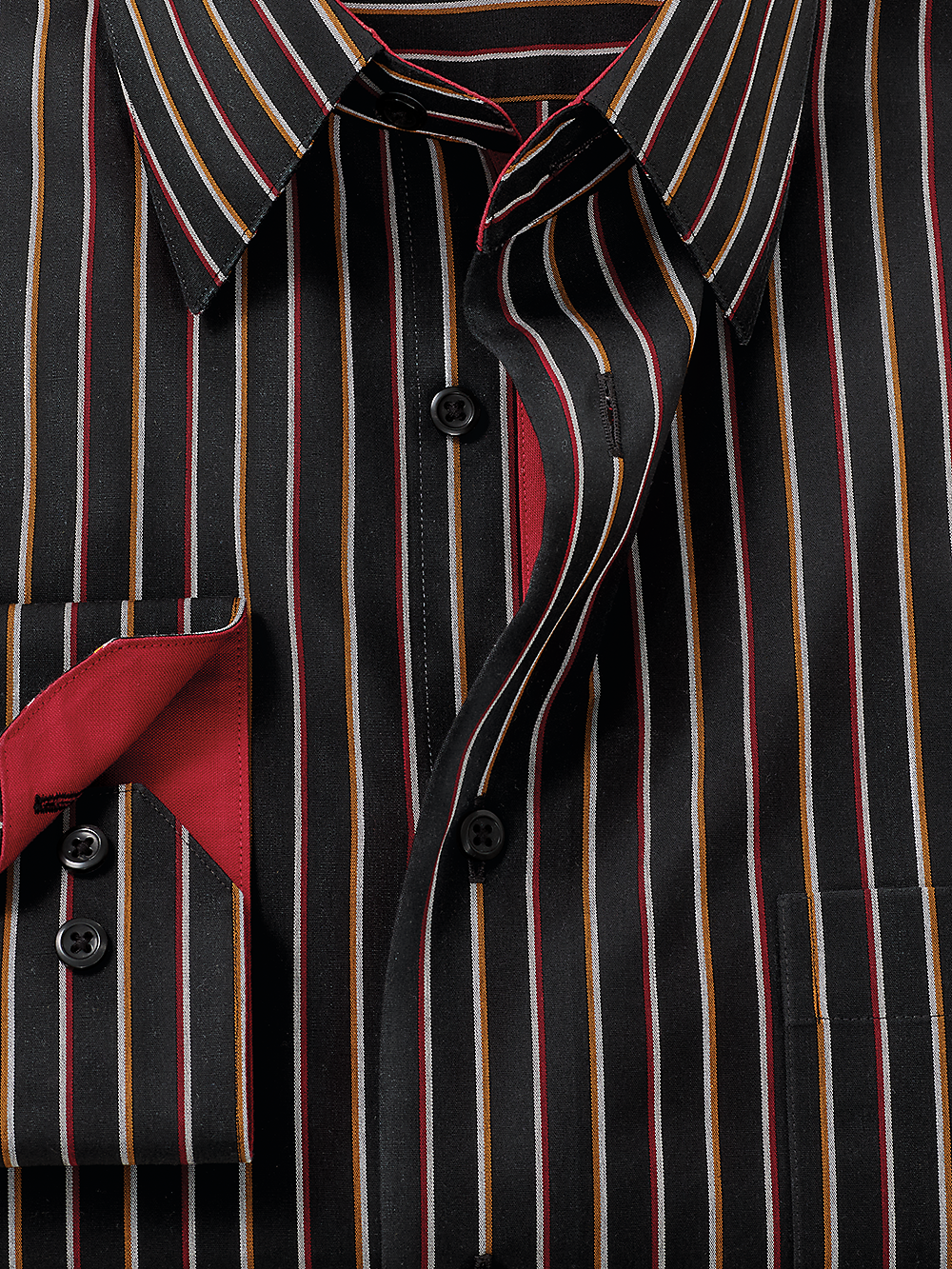 Alternate Image of Non-iron Cotton Stripe Dress Shirt With Contrast Trim-1