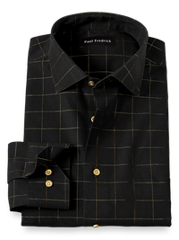 Non-Iron Cotton Windowpane Dress Shirt - Black