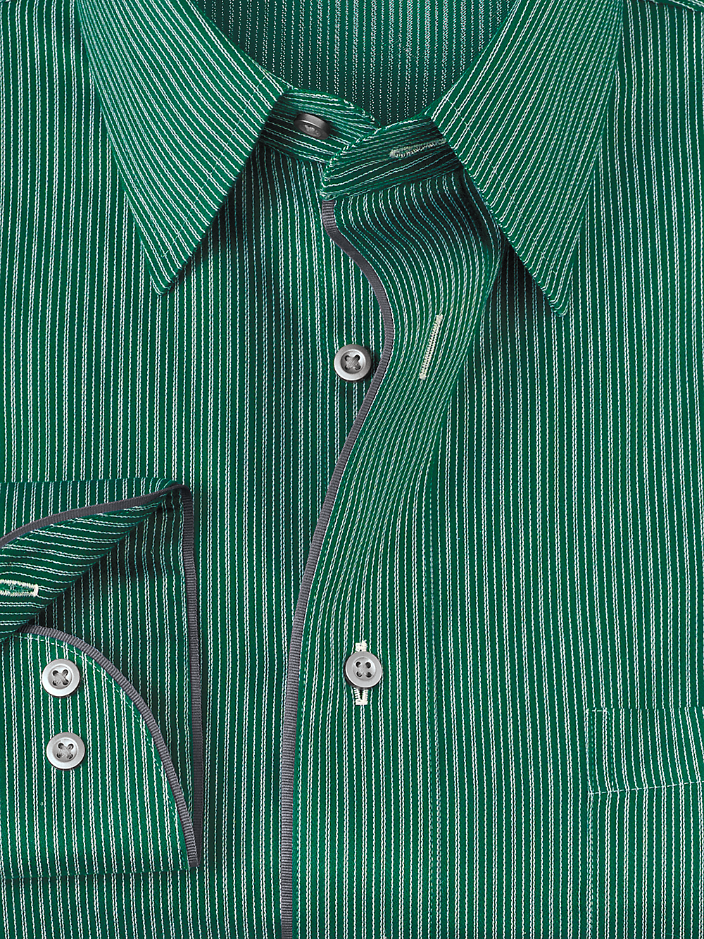 Alternate Image of Non-iron Cotton Stripe Dress Shirt With Contrast Trim-1