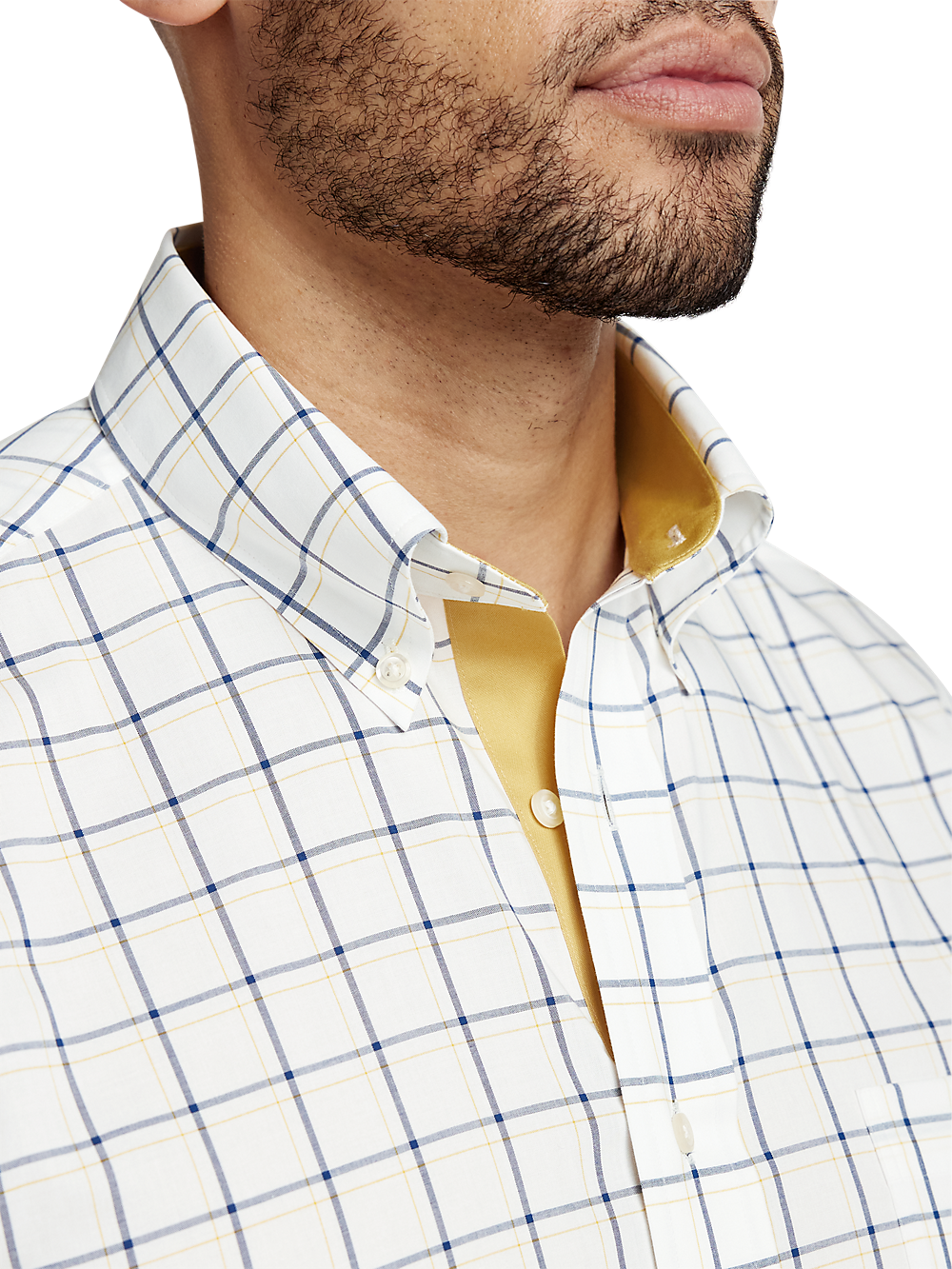 Alternate Image of Non-iron Cotton Windowpane Dress Shirt With Contrast Trim-2