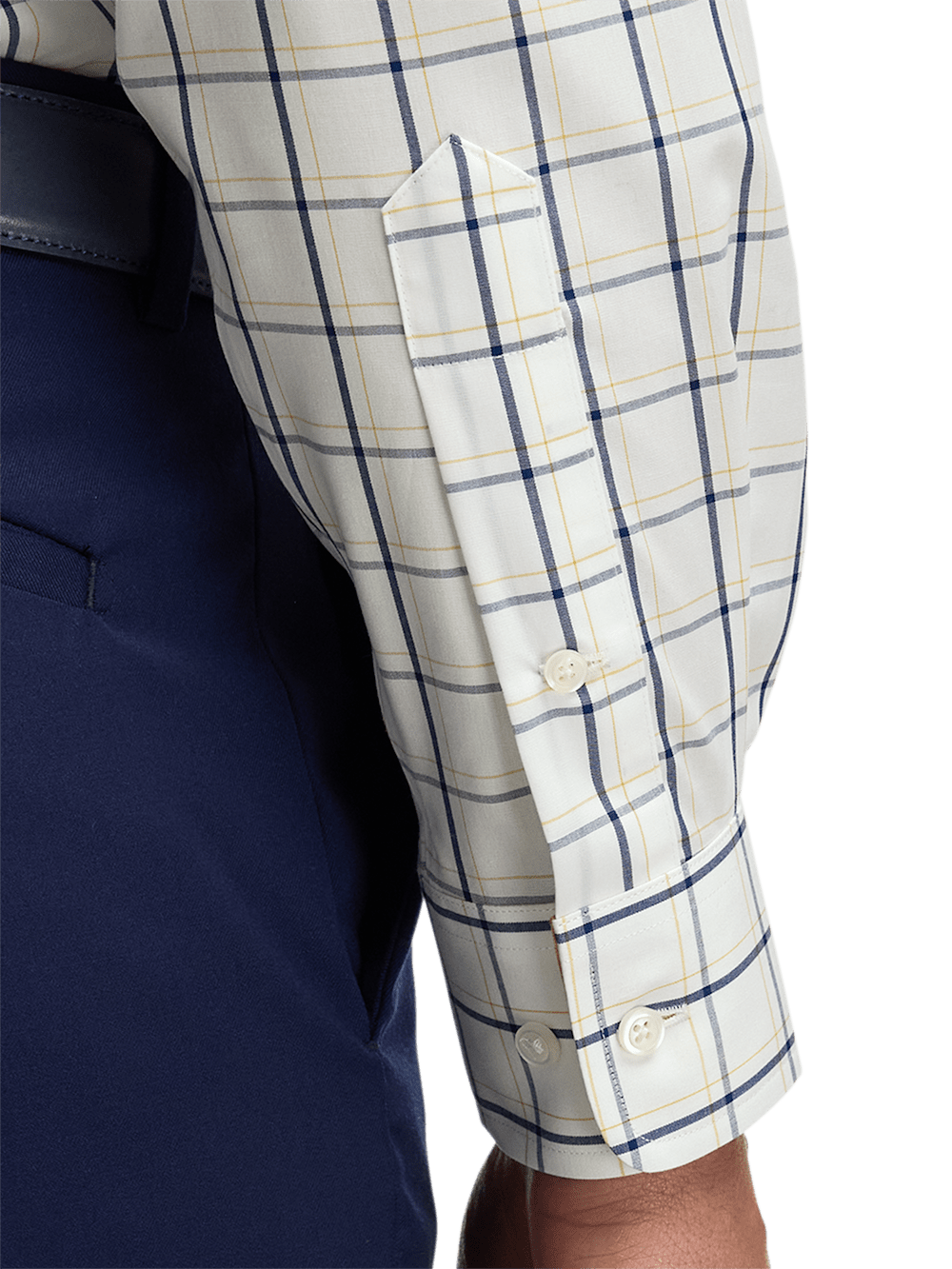 Alternate Image of Non-iron Cotton Windowpane Dress Shirt With Contrast Trim-3