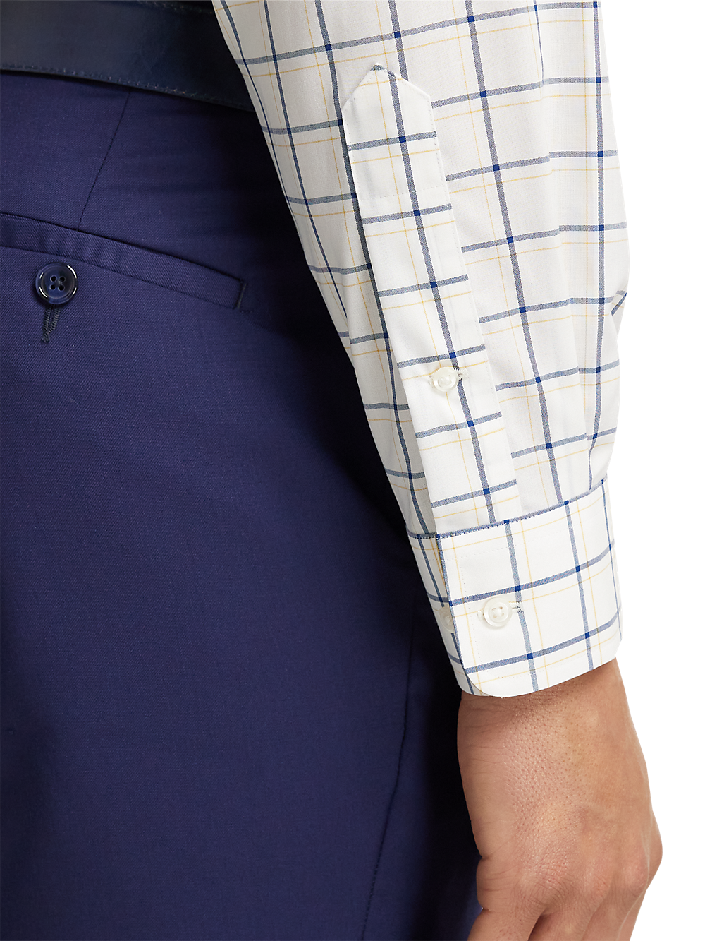 Alternate Image of Non-iron Cotton Windowpane Dress Shirt With Contrast Trim-3